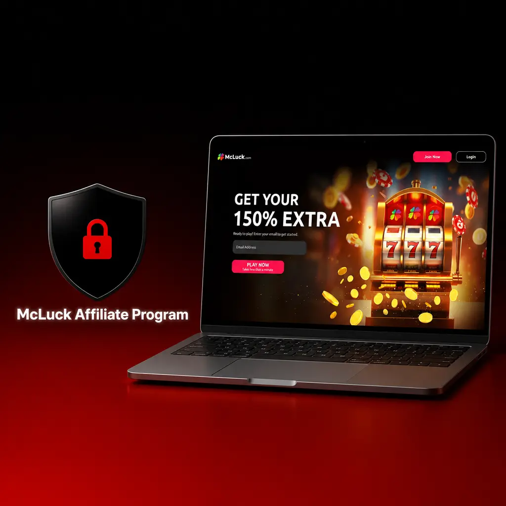McLuck Affiliate Program dashboard showing revenue share rates for Gold Coin package referrals