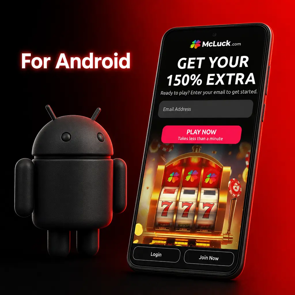 Steps to install the McLuck web app on Android using Chrome, adding it to the home screen without Google Play.