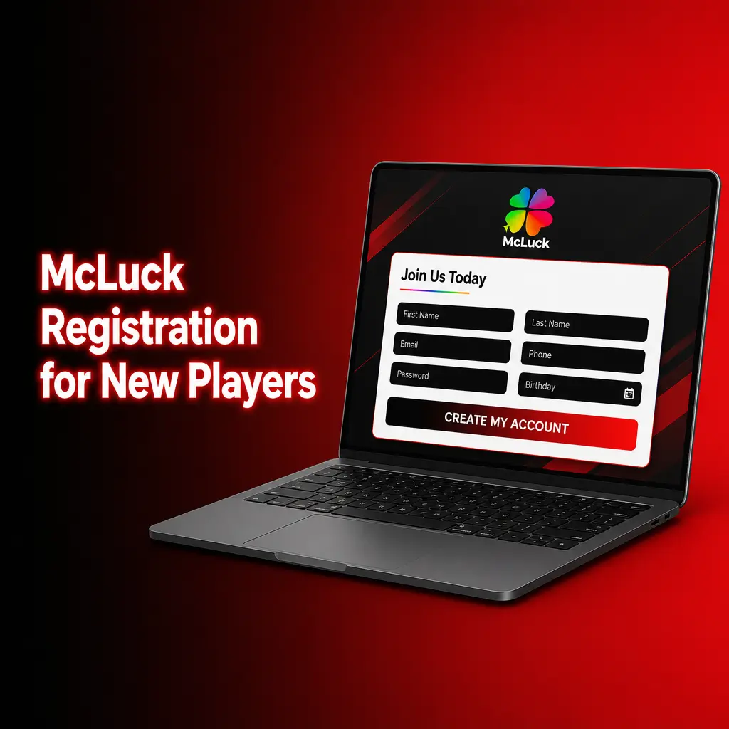 McLuck registration form showing signup steps for new players to claim GC 7,500 and 2.5 Free SC welcome package