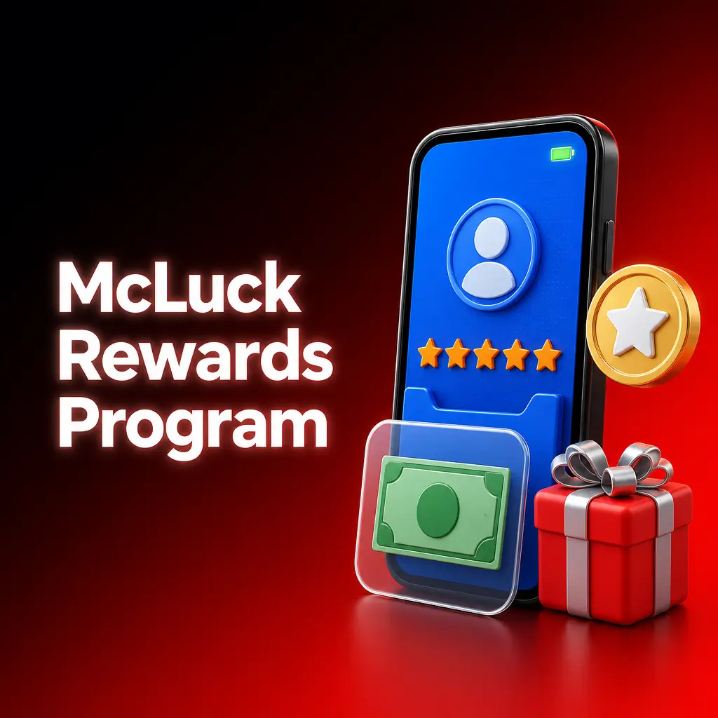 McLuck Rewards Program tiers showing Bronze, Silver, Gold, and Platinum levels with purchase requirements and bonus benefits.