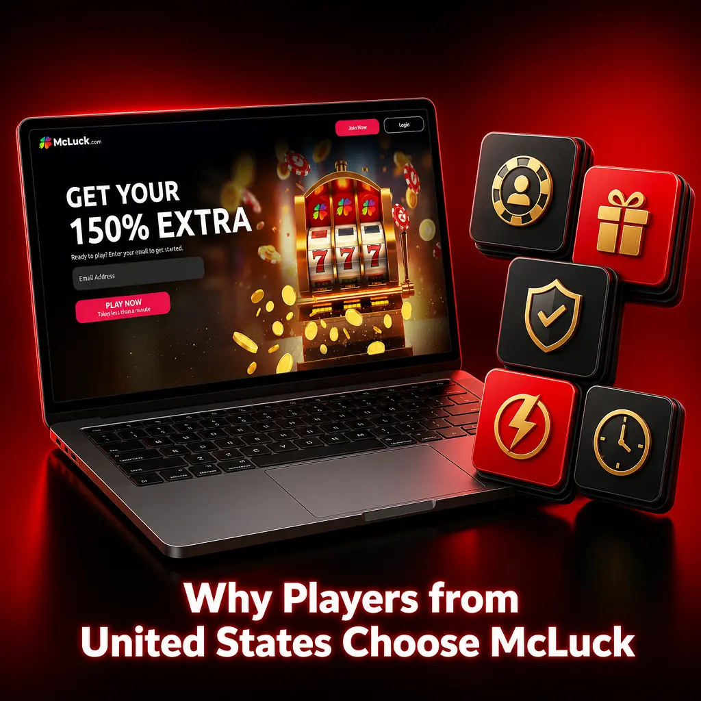 McLuck sweepstakes casino homepage showing 700+ games, daily login bonuses, and fast Sweeps Coins redemption for US players.